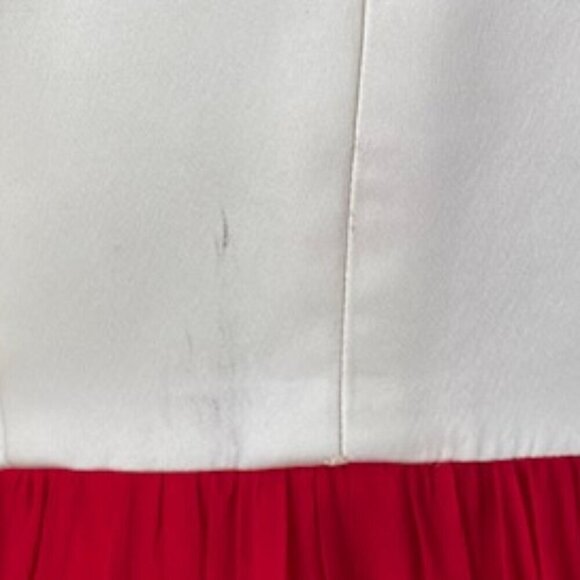 GORGEOUS Vintage 1960s Ivory Satin Halter Dress Red Chiffon Maxi Small 4 - Picture 4 of 16